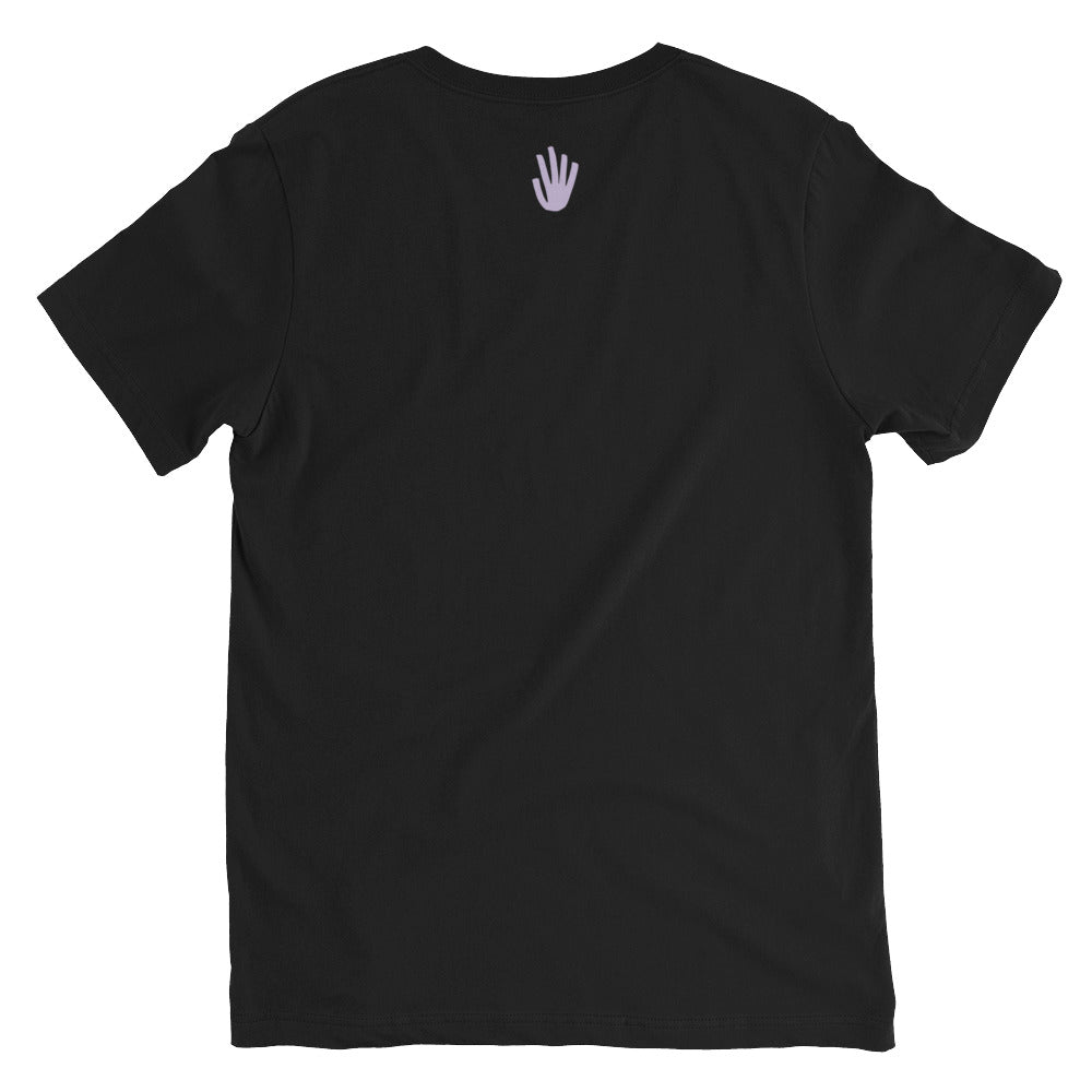 Unisex Short Sleeve V-Neck T-Shirt - Purple Logo