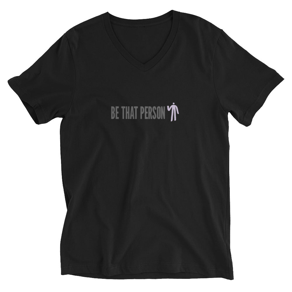 Unisex Short Sleeve V-Neck T-Shirt - Purple Logo