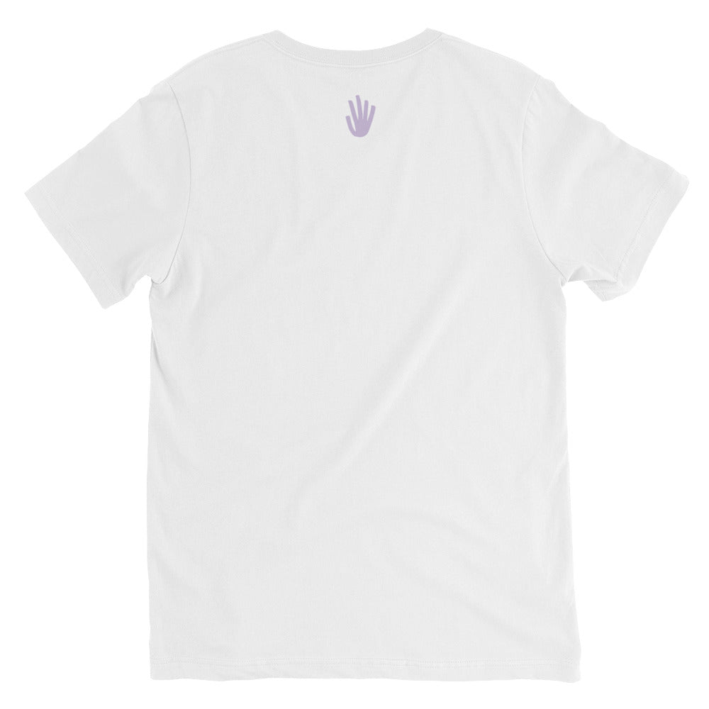 Unisex Short Sleeve V-Neck T-Shirt - Purple Logo