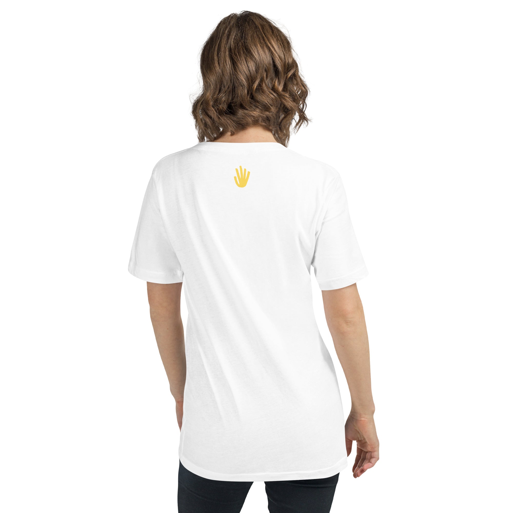 Unisex Short Sleeve V-Neck T-Shirt - Yellow Logo