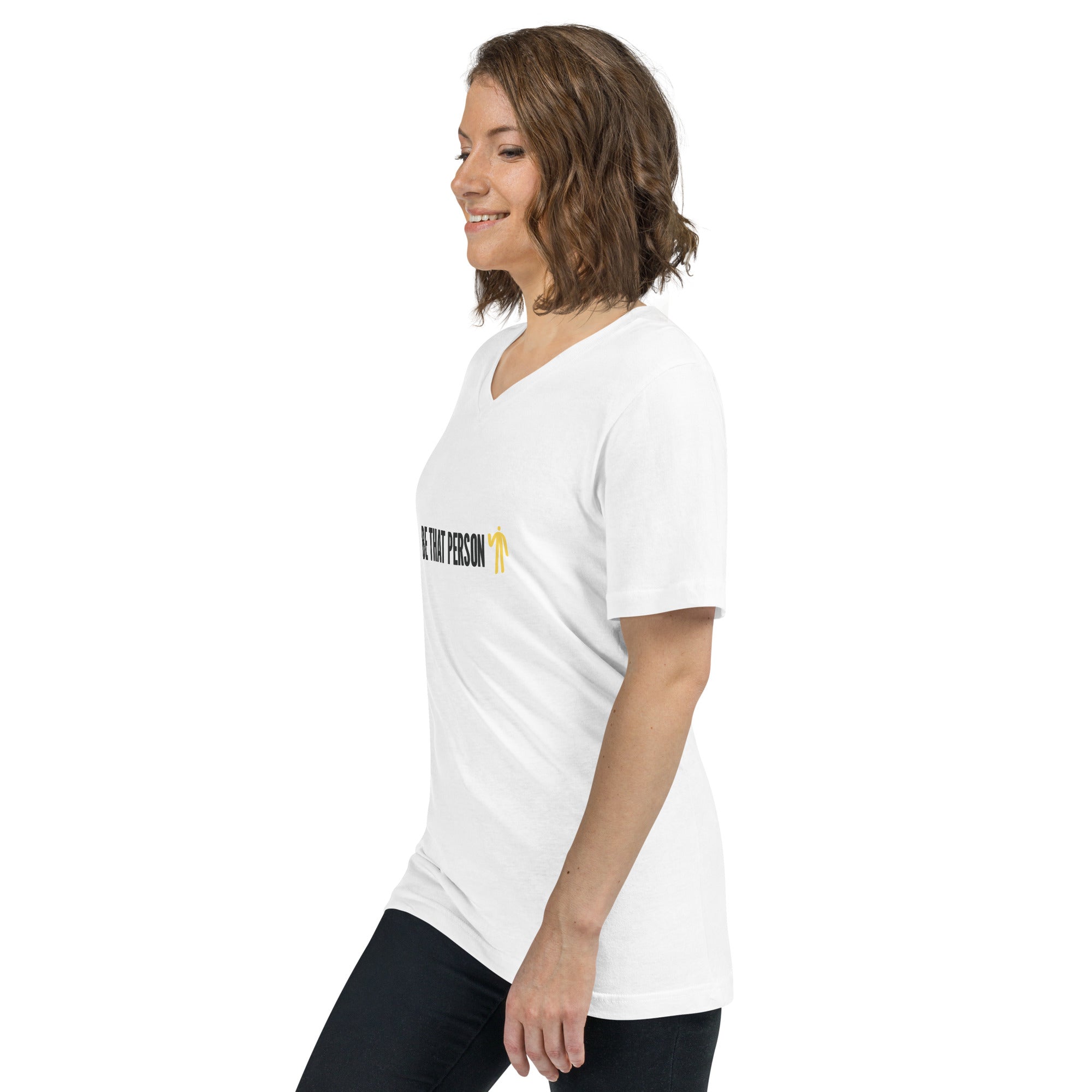 Unisex Short Sleeve V-Neck T-Shirt - Yellow Logo